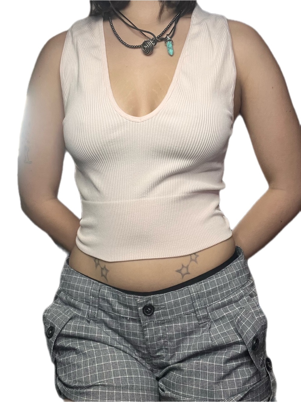 miami Ribbed Scoop Crop Tank - Pale Pink